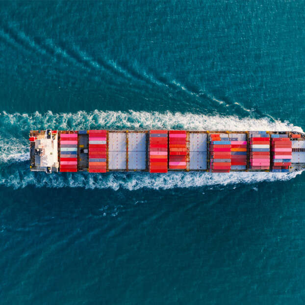 Container ship from above
